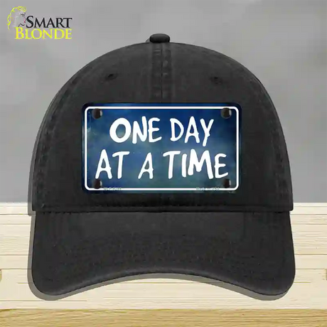 One Day At A Time Novelty License Plate Hat Unconstructed Cotton / Black