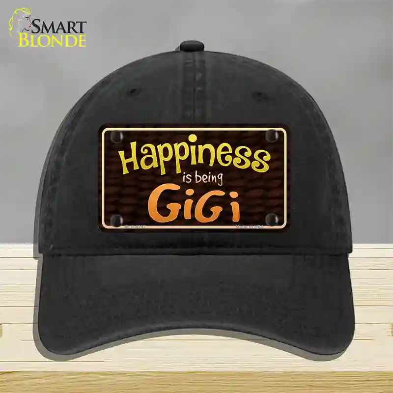 Happiness Is Being Gigi Novelty License Plate Hat Unconstructed Cotton / Black