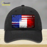 United States France Flag Fade Novelty License Plate Hat Unconstructed Cotton / Black