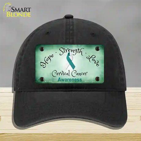 Cervical Cancer Ribbon Novelty License Plate Hat Unconstructed Cotton / Black