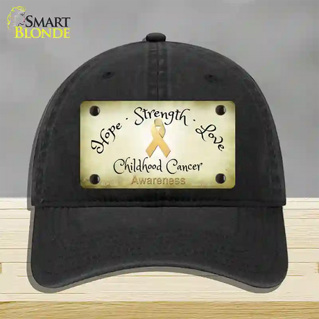 Childhood Cancer Ribbon Novelty License Plate Hat Unconstructed Cotton / Black