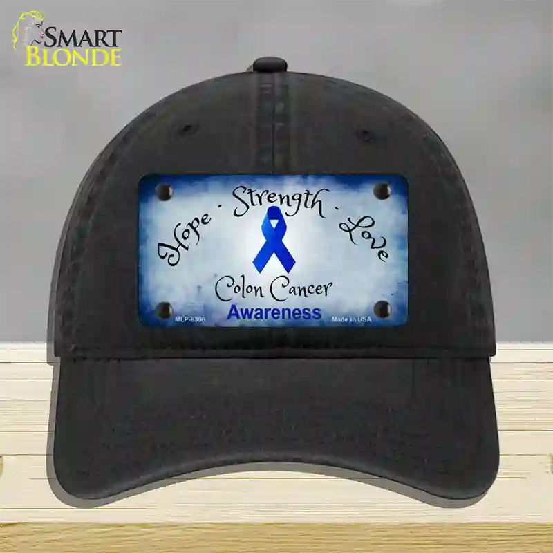 Colon Cancer Ribbon Novelty License Plate Hat Unconstructed Cotton / Black