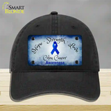 Colon Cancer Ribbon Novelty License Plate Hat Unconstructed Cotton / Black