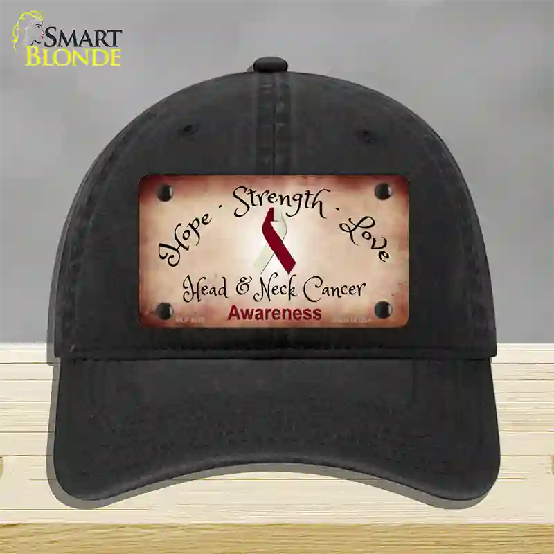 Head and Neck Cancer Ribbon Novelty License Plate Hat Unconstructed Cotton / Black