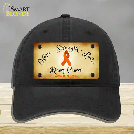 Kidney Cancer Ribbon Novelty License Plate Hat Unconstructed Cotton / Black