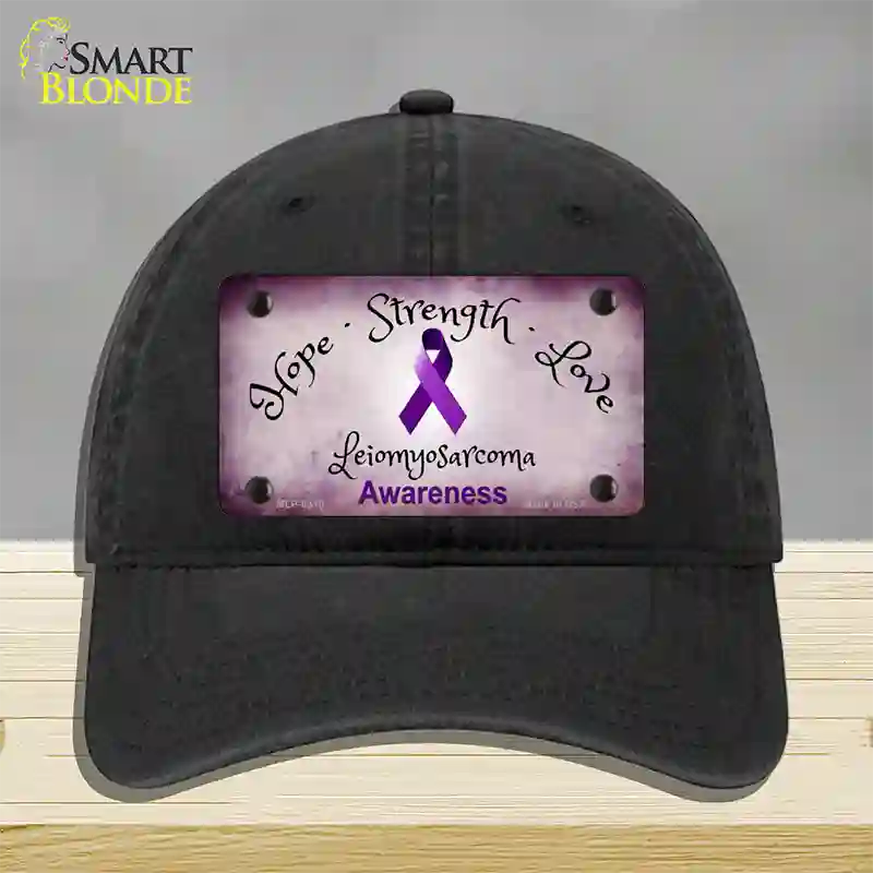 Leiomyosarcoma Cancer Ribbon Novelty License Plate Hat Unconstructed Cotton / Black