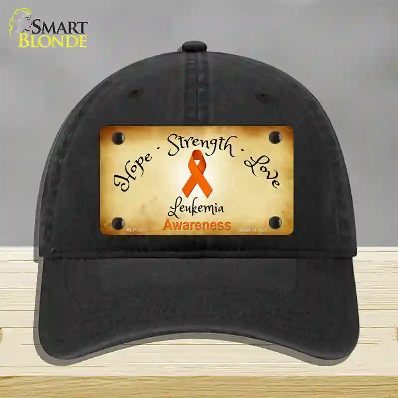 Leukemia Cancer Ribbon Novelty License Plate Hat Unconstructed Cotton / Black