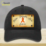 Leukemia Cancer Ribbon Novelty License Plate Hat Unconstructed Cotton / Black