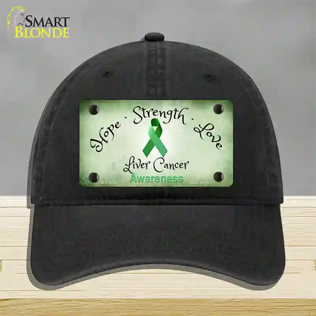 Liver Cancer Ribbon Novelty License Plate Hat Unconstructed Cotton / Black