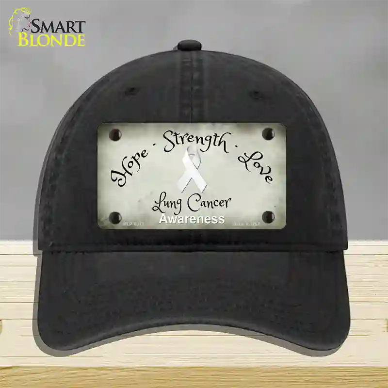 Lung Cancer Ribbon Novelty License Plate Hat Unconstructed Cotton / Black