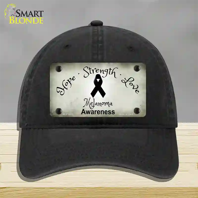 Melanoma Cancer Ribbon Novelty License Plate Hat Unconstructed Cotton / Black