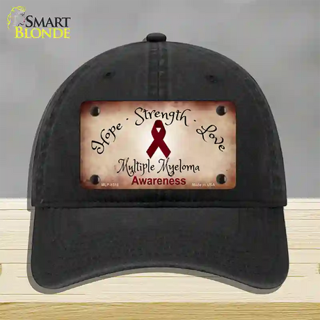 Multiple Myeloma Cancer Ribbon Novelty License Plate Hat Unconstructed Cotton / Black