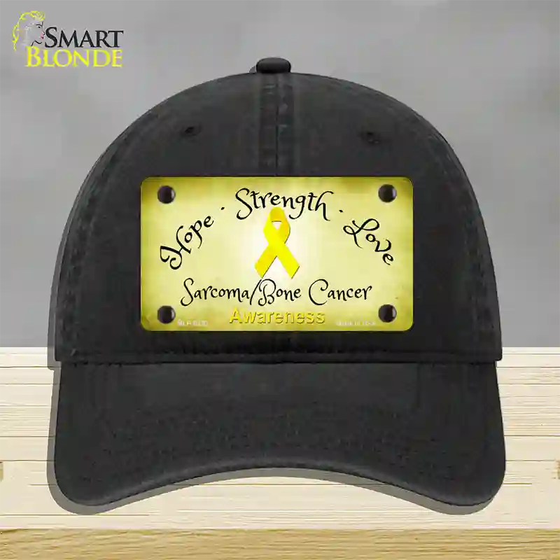 Sarcoma Bone Ribbon Novelty License Plate Hat Unconstructed Cotton / Black