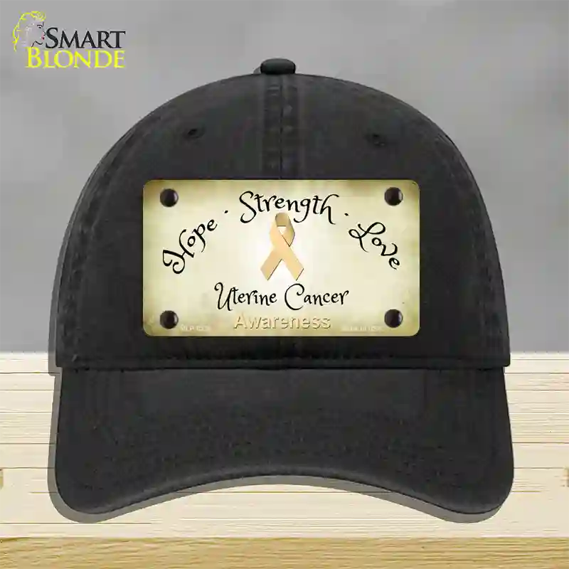 Uterine Cancer Ribbon Novelty License Plate Hat Unconstructed Cotton / Black