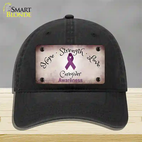 Honors Caregivers Ribbon Novelty License Plate Hat Unconstructed Cotton / Black