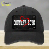 Country Boys Novelty License Plate Hat Unconstructed Cotton / Black