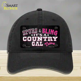 Spurs and Bling Novelty License Plate Hat Unconstructed Cotton / Black