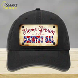 Home Grown Country Gal Novelty License Plate Hat Unconstructed Cotton / Black