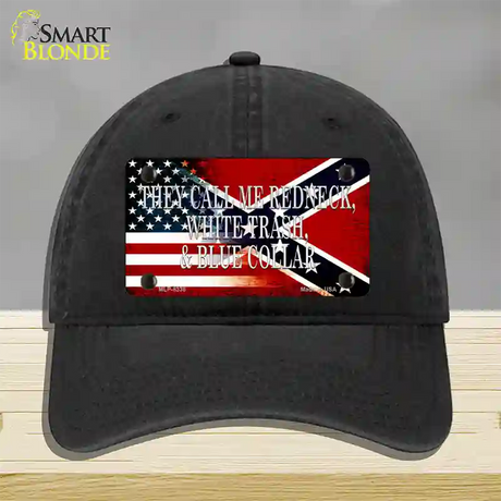 They Call Me Redneck Novelty License Plate Hat Unconstructed Cotton / Black