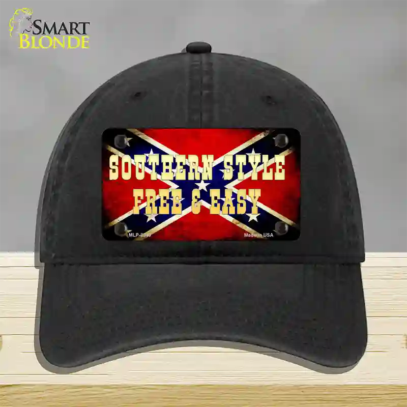 Southern Style Novelty License Plate Hat Unconstructed Cotton / Black