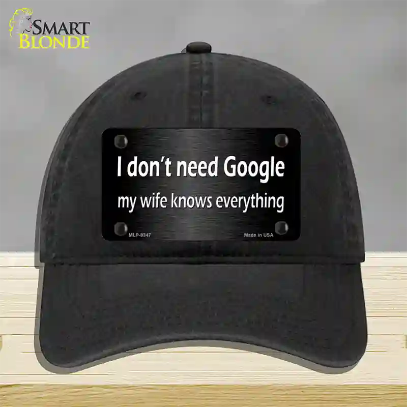 Dont Need Google Novelty License Plate Hat Unconstructed Cotton / Black