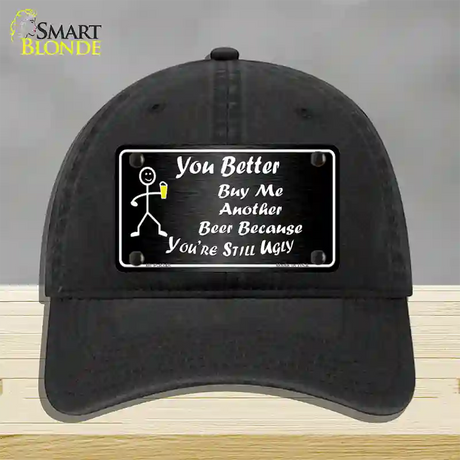 Buy Me Another Beer Novelty License Plate Hat Unconstructed Cotton / Black