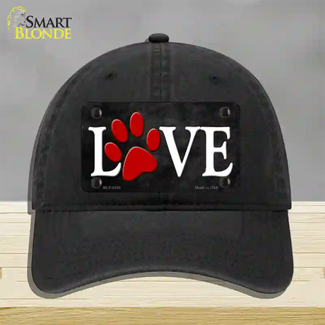 Love Paw Novelty License Plate Hat Unconstructed Cotton / Black