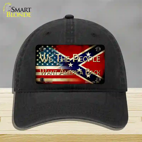 We The People American Confederate Novelty License Plate Hat Unconstructed Cotton / Black