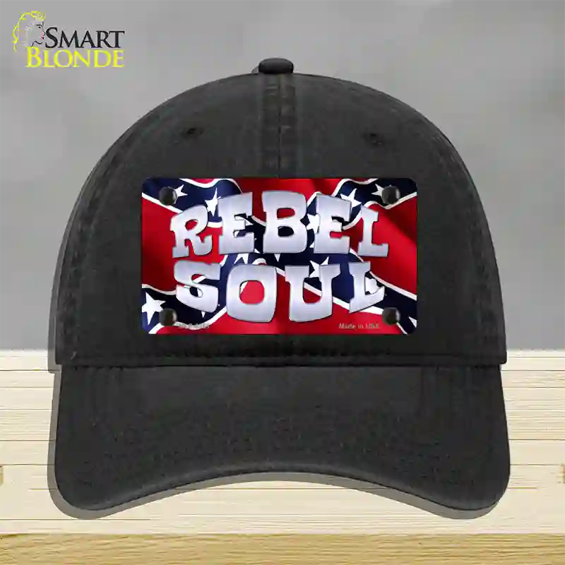 Rebel Soul Novelty License Plate Hat Unconstructed Cotton / Black