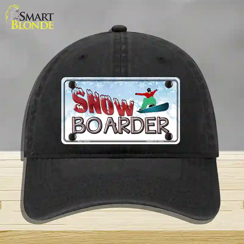 Snow Boarder Novelty License Plate Hat Unconstructed Cotton / Black