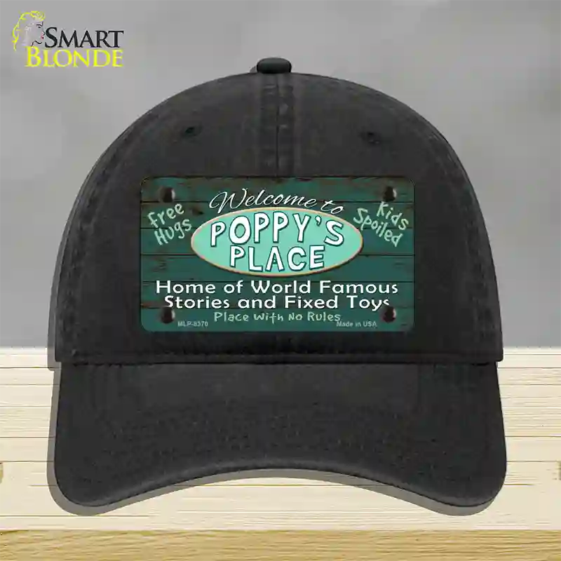 Poppys Place Novelty License Plate Hat Unconstructed Cotton / Black