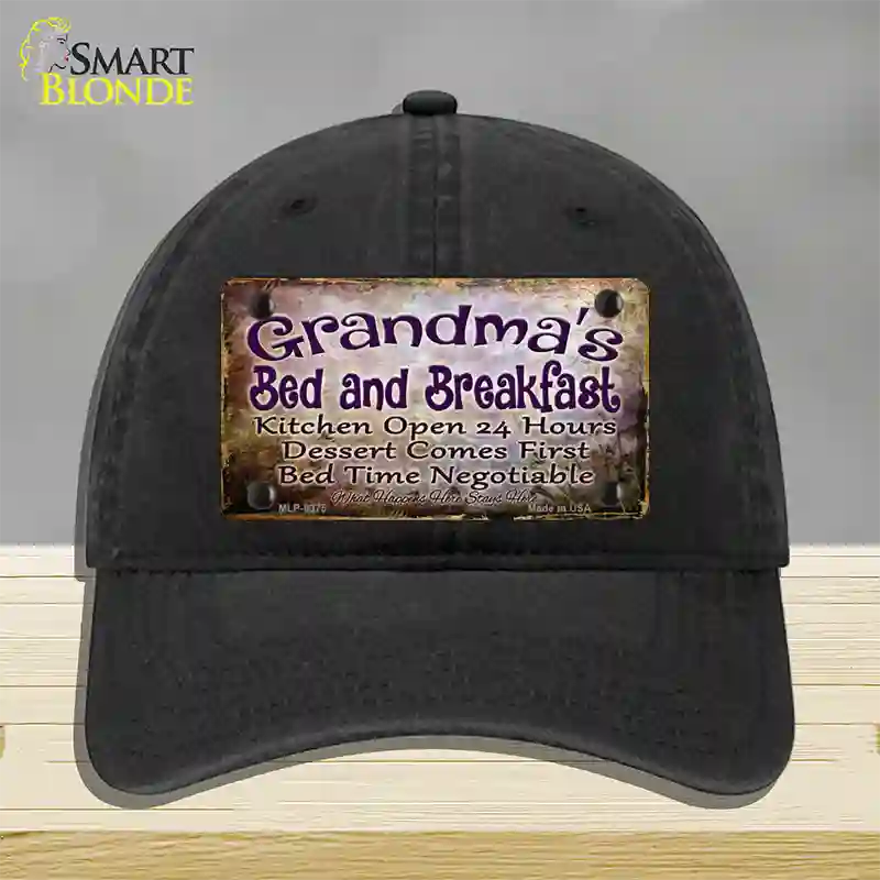 Grandmas Bed & Breakfast Novelty License Plate Hat Unconstructed Cotton / Black