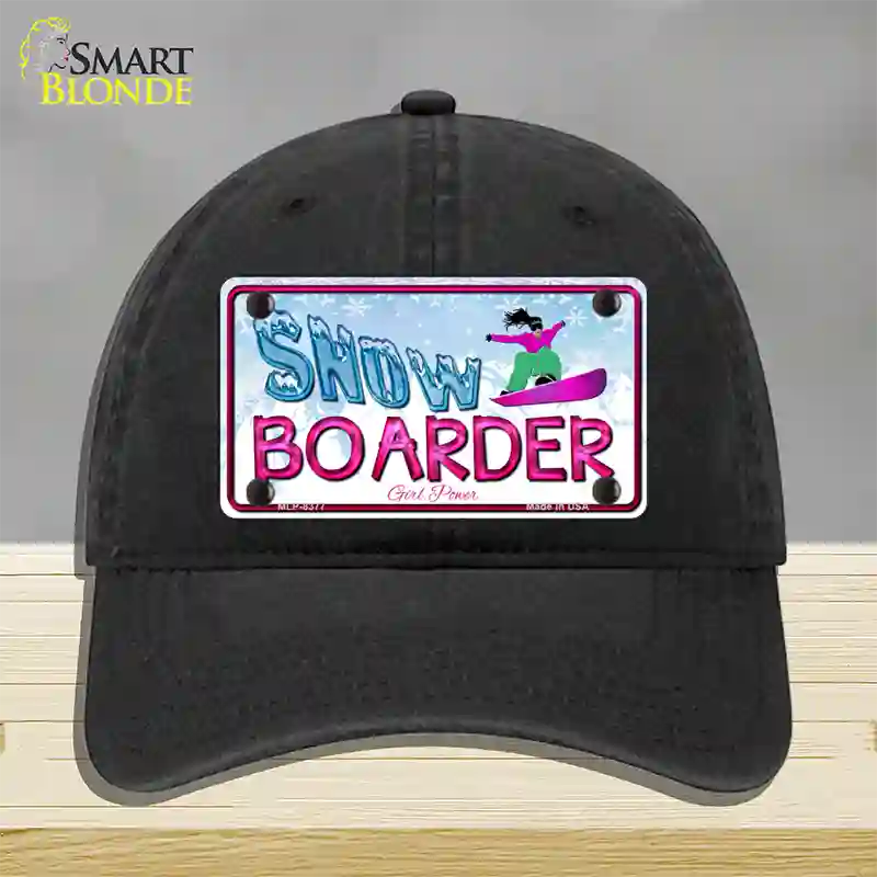 Snow Boarder Girl Novelty License Plate Hat Unconstructed Cotton / Black