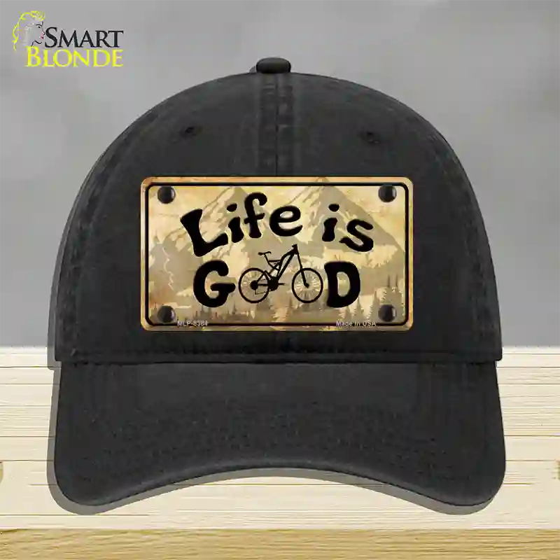 Life Is Good Novelty License Plate Hat Unconstructed Cotton / Black