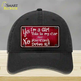 Yes Im A Girl Novelty License Plate Hat Unconstructed Cotton / Black