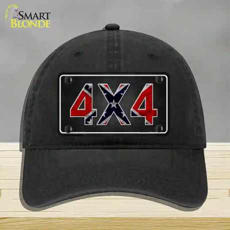 4x4 Confederate Novelty License Plate Hat Unconstructed Cotton / Black