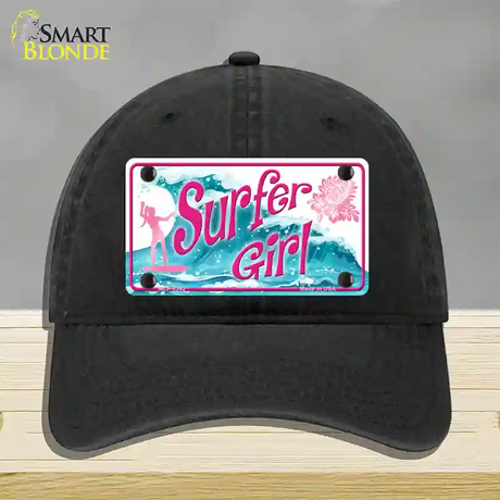 Surfer Girl Novelty License Plate Hat Unconstructed Cotton / Black