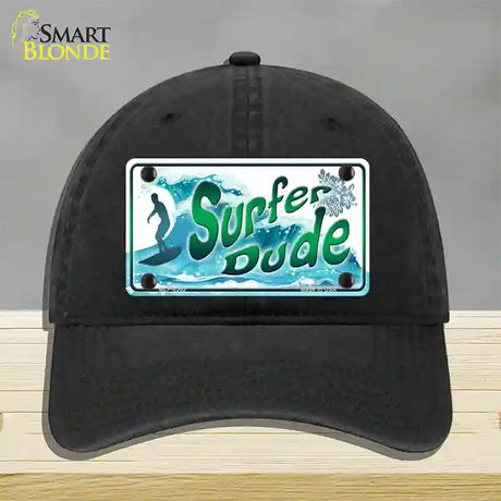 Surfer Dude Novelty License Plate Hat Unconstructed Cotton / Black