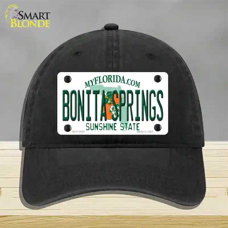 Bonita Springs Florida Novelty License Plate Hat Unconstructed Cotton / Black