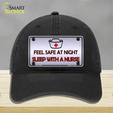 Feel Safe At Night Novelty License Plate Hat Unconstructed Cotton / Black