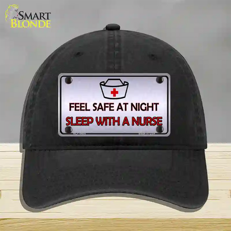 Feel Safe At Night Novelty License Plate Hat Unconstructed Cotton / Black