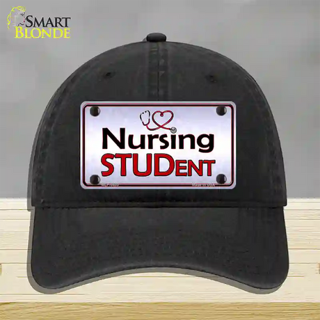 Nursing Student Novelty License Plate Hat Unconstructed Cotton / Black