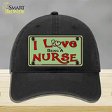 I Love Being A Nurse Novelty License Plate Hat Unconstructed Cotton / Black