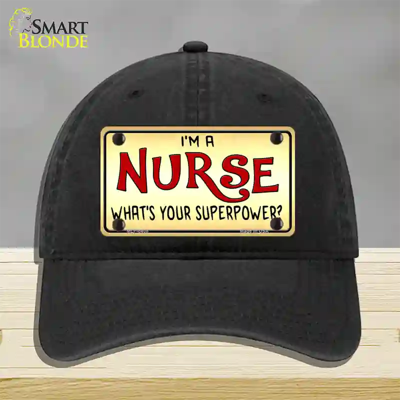 Im A Nurse Tan Novelty License Plate Hat Unconstructed Cotton / Black