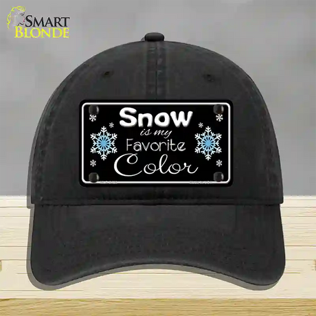 Snow Is My Favorite Color Novelty License Plate Hat Unconstructed Cotton / Black