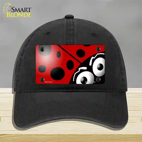 Lady Bug Novelty License Plate Hat Unconstructed Cotton / Black