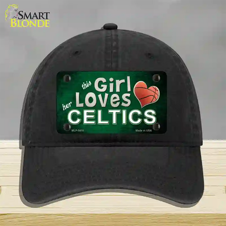 This Girl Loves Her Celtics Novelty License Plate Hat Unconstructed Cotton / Black