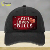 This Girl Loves Her Bulls Novelty License Plate Hat Unconstructed Cotton / Black