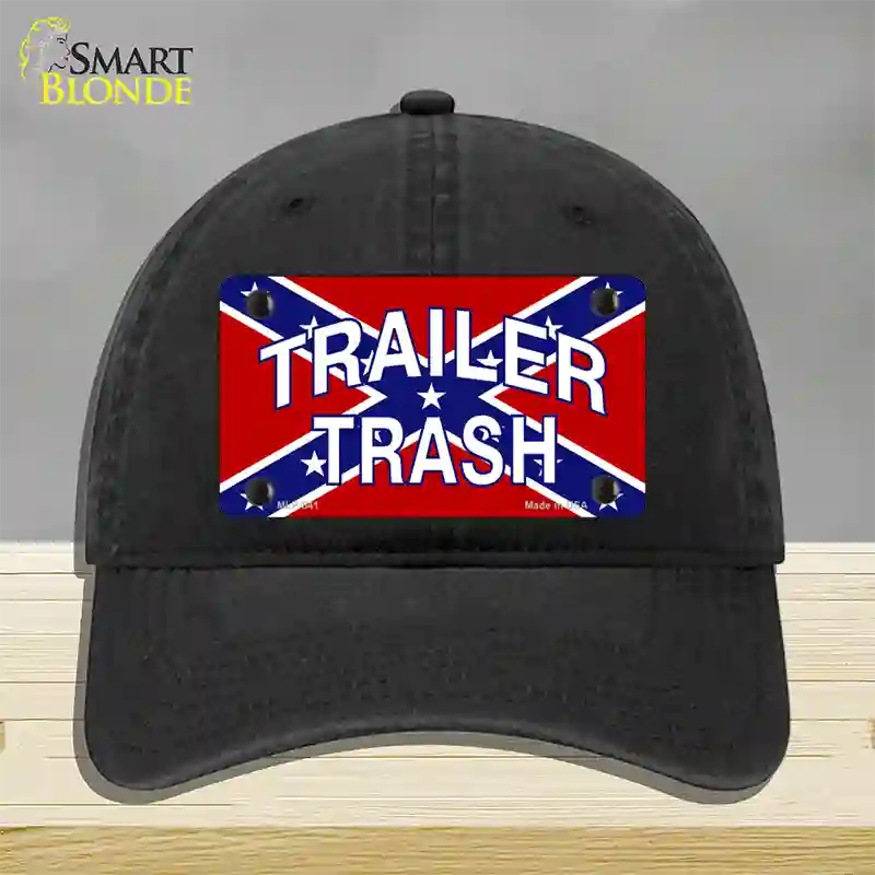 Trailer Trash Confederate Flag Novelty License Plate Hat Unconstructed Cotton / Black