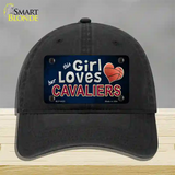 This Girl Loves Her Cavaliers Novelty License Plate Hat Unconstructed Cotton / Black